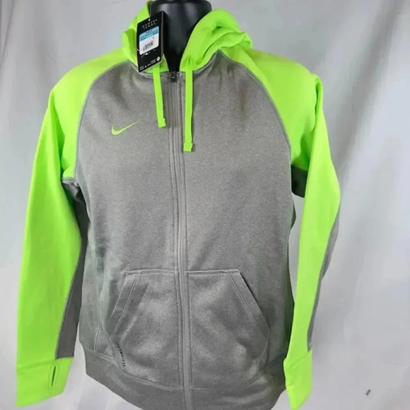 NEW Nike Therma-Fit Full Zip Hoodie Fleece Athletic Fit Flash Lime Womens Medium - Picture 1 of 7